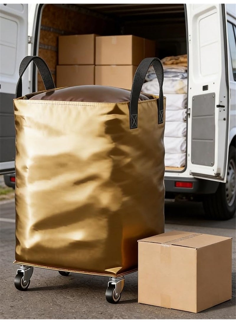 Large Moving Bag with Wheels, 140L Waterproof Clothes Storage Bags with Reinforced Handles, Heavy Duty Extra Large Storage Tote for Space Saving, Clothes & Bedding Storage Moving Bags, 50*40*75cm (Gold) - Image 2