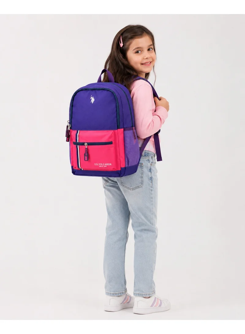 U.S. Polo Assn.  U.S. Polo Assn. Classic Purple Coral Metro Stripe Backpack for School and Office MultiCompartment Bag for Campus  | Best Price UAE