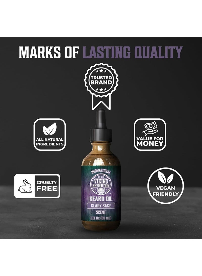 Viking Revolution زيت لحية ثورة الفايكنج مع المريمية للرجال - مزيج طبيعي مع زيوت الأركان والجو جوبا لتنعيم وتقوية وترطيب - Image 2