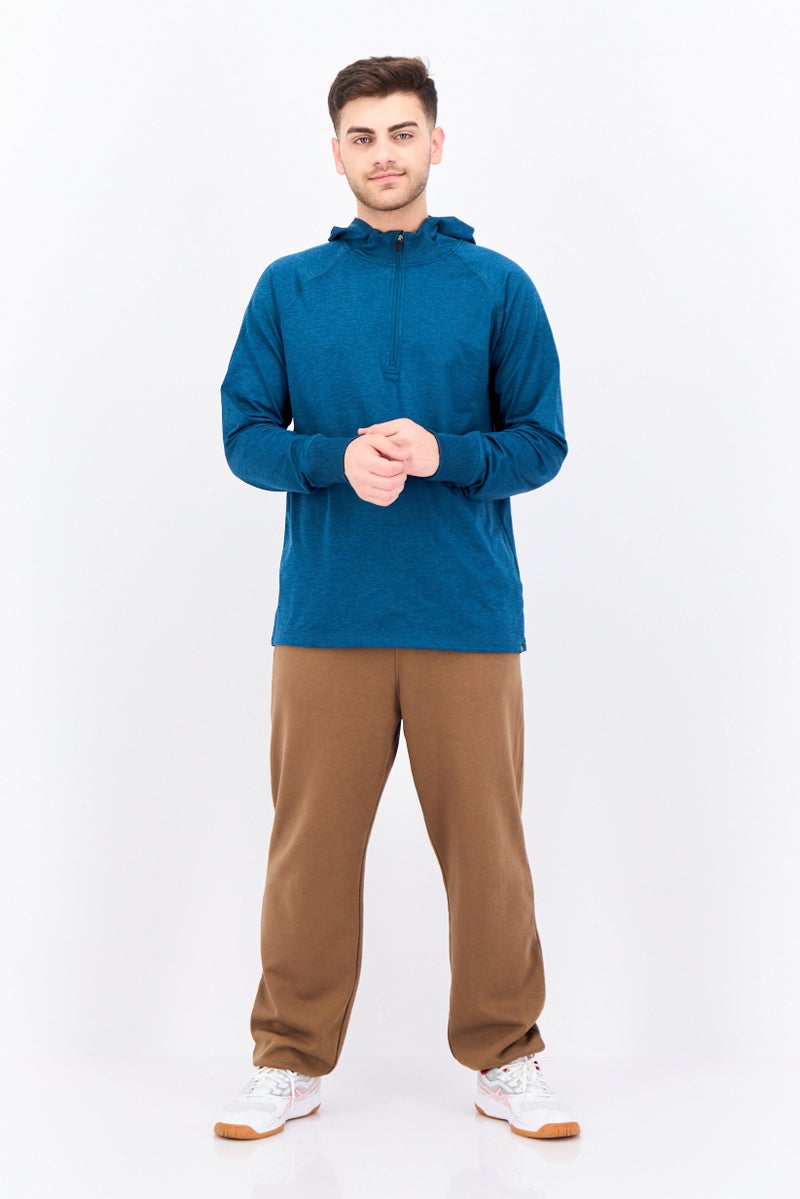 Gaiam Men Slim Fit Long Sleeve Training Hoodies, Teal Green Heather - Image 4