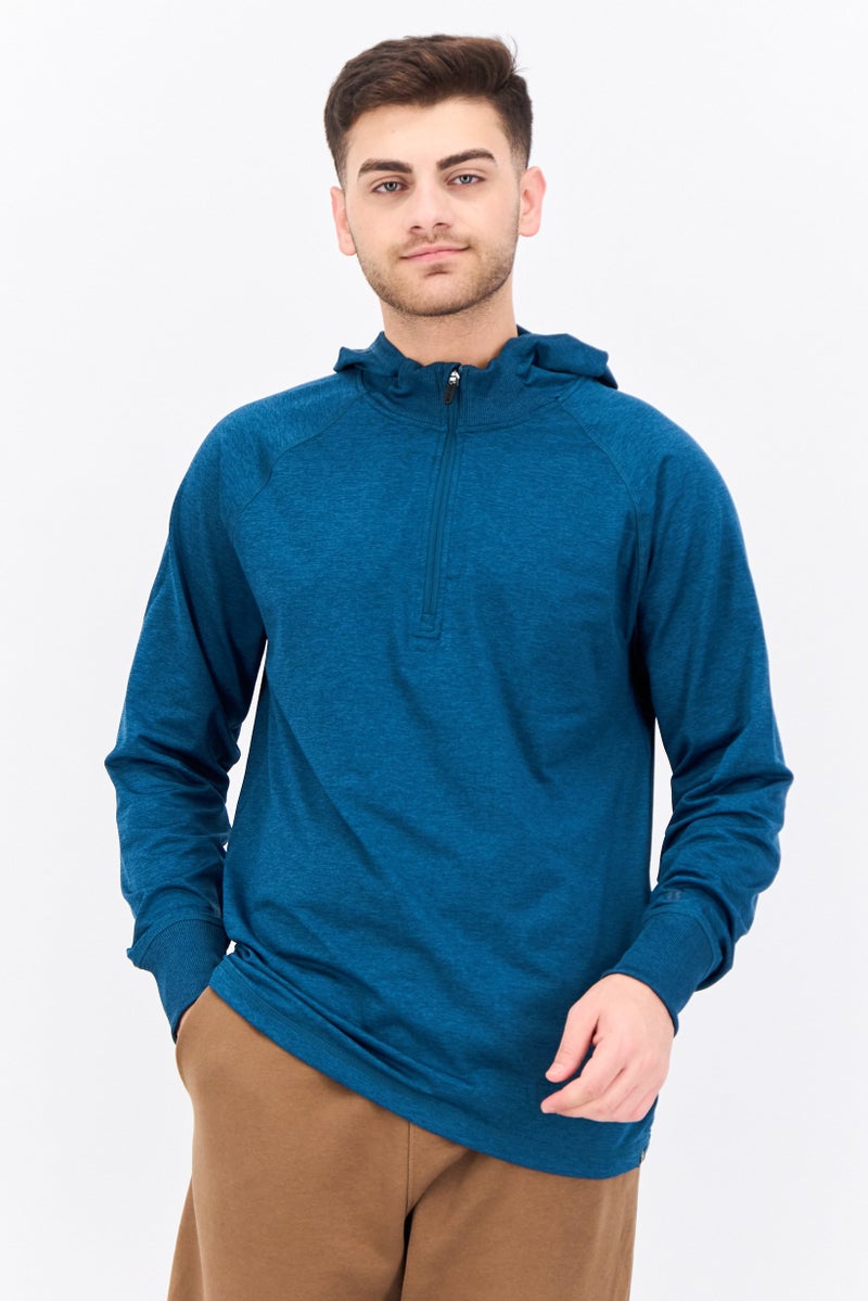 Gaiam Men Slim Fit Long Sleeve Training Hoodies, Teal Green Heather - Image 1