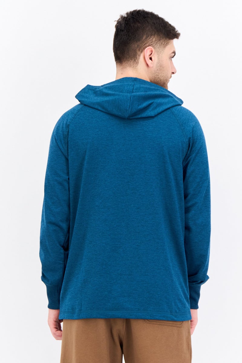 Gaiam Men Slim Fit Long Sleeve Training Hoodies, Teal Green Heather - Image 3