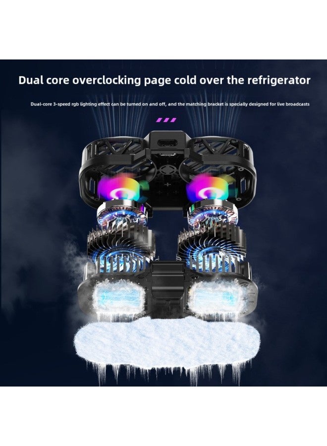 Live Mobile Phone Radiator Temperature Control Digital Display Semiconductor Refrigeration Magnetic Tablet Cooling Mobile Phone Game Auxiliary Back Clip-Color:K12 Black + T13-2 BrackeT 【Two Turbines + DigiTal Display + Three Wind Speeds + RGB LighT Can Be Turned On And Off】 - Image 4