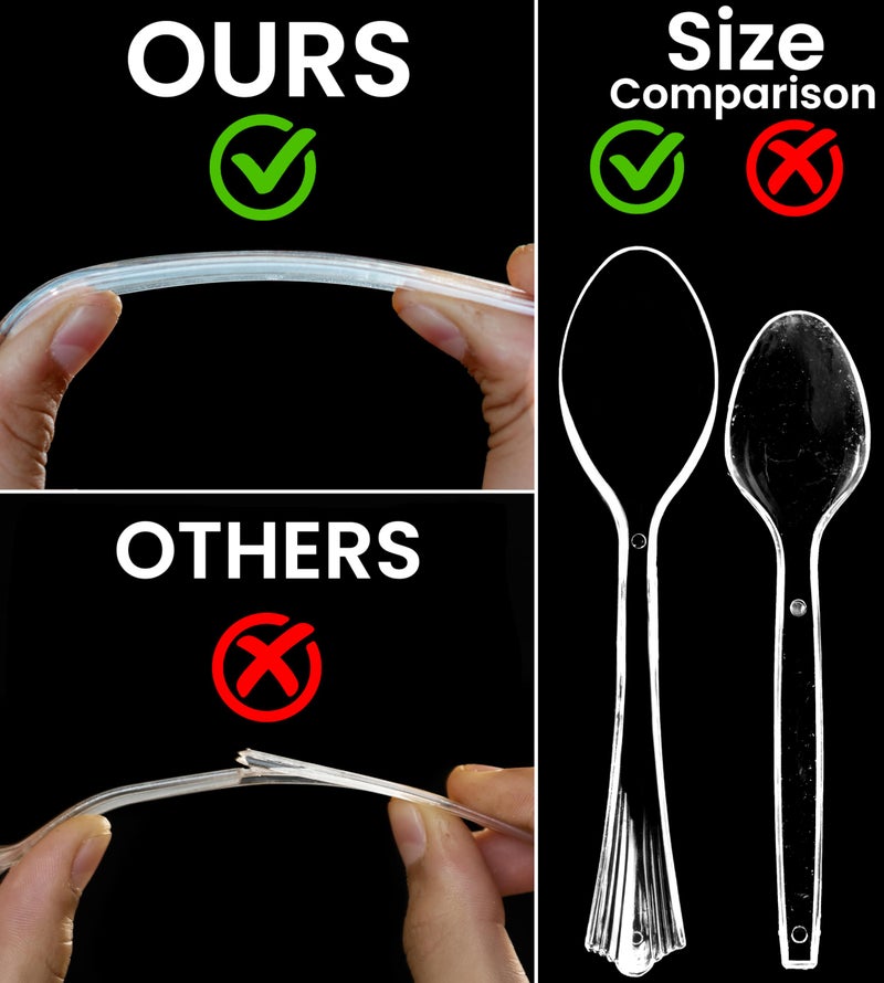 Lonezo 50 Count Clear Plastic Disposable Eco Friendly Disposable Spoons Shatter Resistant Heavy Duty Plastic Cutlery - Image 4