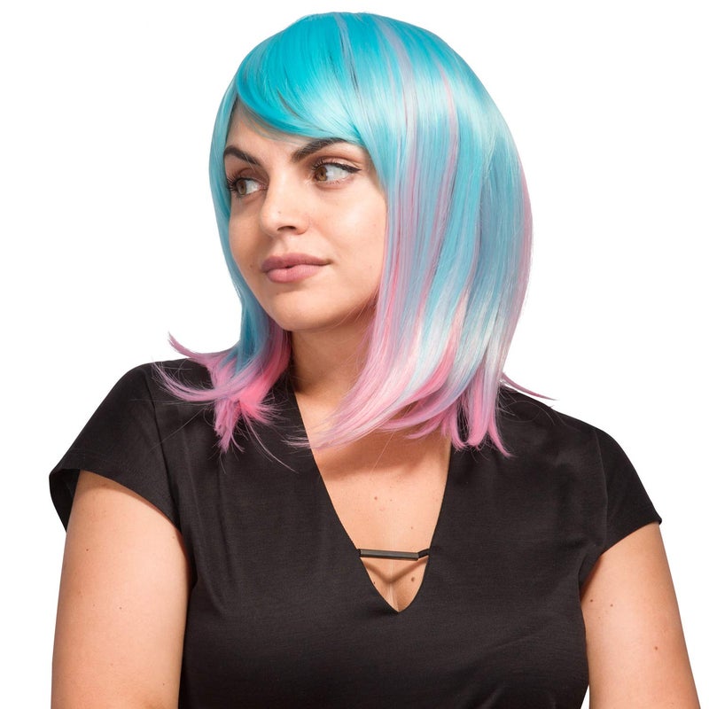 AGPtek Multi-Color Ombre Short Bob Wig, Shoulder Length Hair Extension With Stretchable Hairnet - Image 4