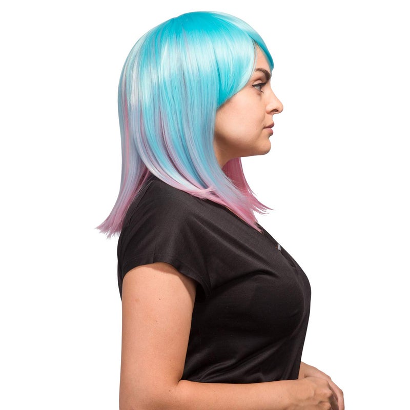 AGPtek Multi-Color Ombre Short Bob Wig, Shoulder Length Hair Extension With Stretchable Hairnet - Image 5