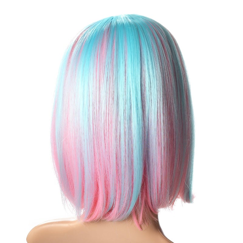 AGPtek Multi-Color Ombre Short Bob Wig, Shoulder Length Hair Extension With Stretchable Hairnet - Image 2