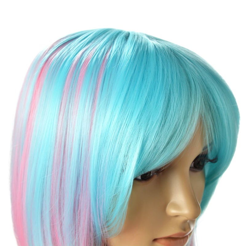 AGPtek Multi-Color Ombre Short Bob Wig, Shoulder Length Hair Extension With Stretchable Hairnet - Image 3