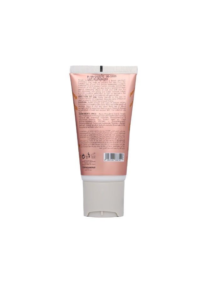 Anvati SPF 50+ Hydrating Sunblock PA++++ with Vitamin E, Broad Spectrum UVA/UVB Protection, Water Resistant, Non-Greasy Sunscreen for All Skin Types – Very High Protection, 50ml - Image 2