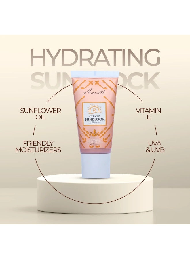 Anvati SPF 50+ Hydrating Sunblock PA++++ with Vitamin E, Broad Spectrum UVA/UVB Protection, Water Resistant, Non-Greasy Sunscreen for All Skin Types – Very High Protection, 50ml - Image 5