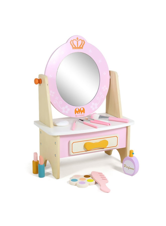 Wooden Children's Dresser Makeup Toy Simulation Play House Girl Princess Set Cosmetic Gift-Color:Medium Dresser - Image 2