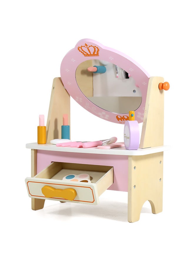 Wooden Children's Dresser Makeup Toy Simulation Play House Girl Princess Set Cosmetic Gift-Color:Medium Dresser - Image 3
