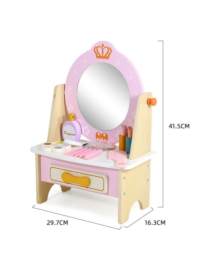 Wooden Children's Dresser Makeup Toy Simulation Play House Girl Princess Set Cosmetic Gift-Color:Medium Dresser - Image 4