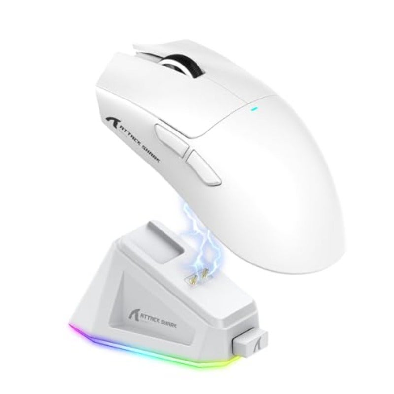 MAGIC-REFINER Attack Shark X11 59g Superlight Wireless Gaming Mouse with Magnetic RGB Charging DockBT 2.4G Wireless Wired Mouse 22000 DPI5 Programmable Buttons for PC Laptop MacWhite - Image 1