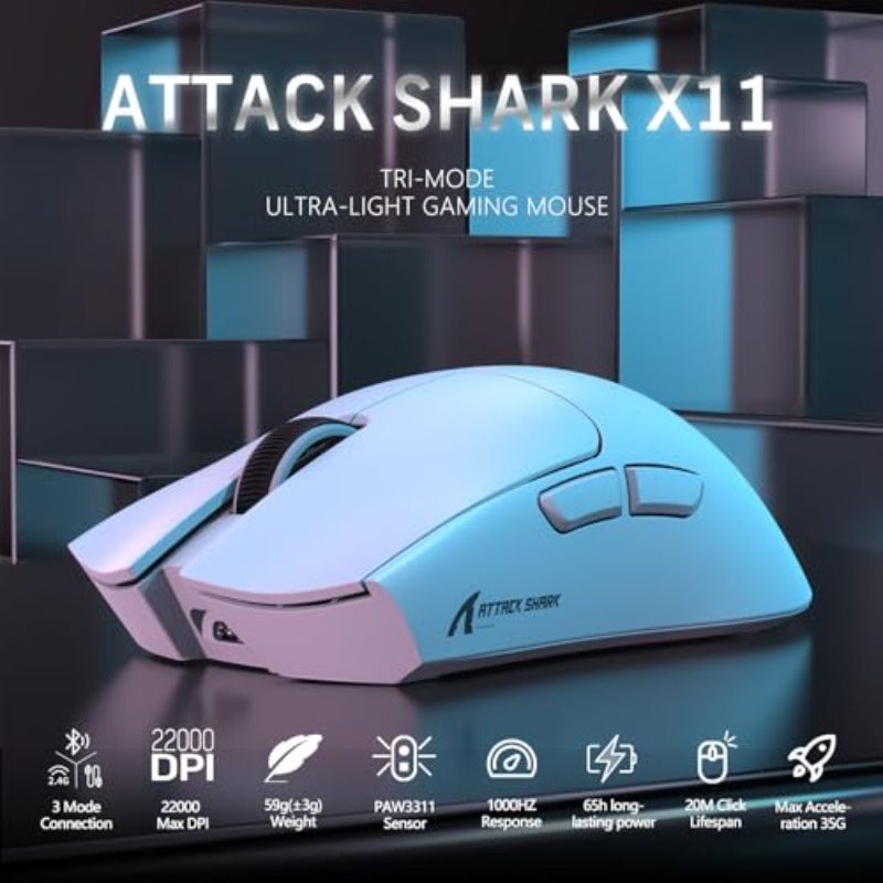MAGIC-REFINER Attack Shark X11 59g Superlight Wireless Gaming Mouse with Magnetic RGB Charging DockBT 2.4G Wireless Wired Mouse 22000 DPI5 Programmable Buttons for PC Laptop MacWhite - Image 2