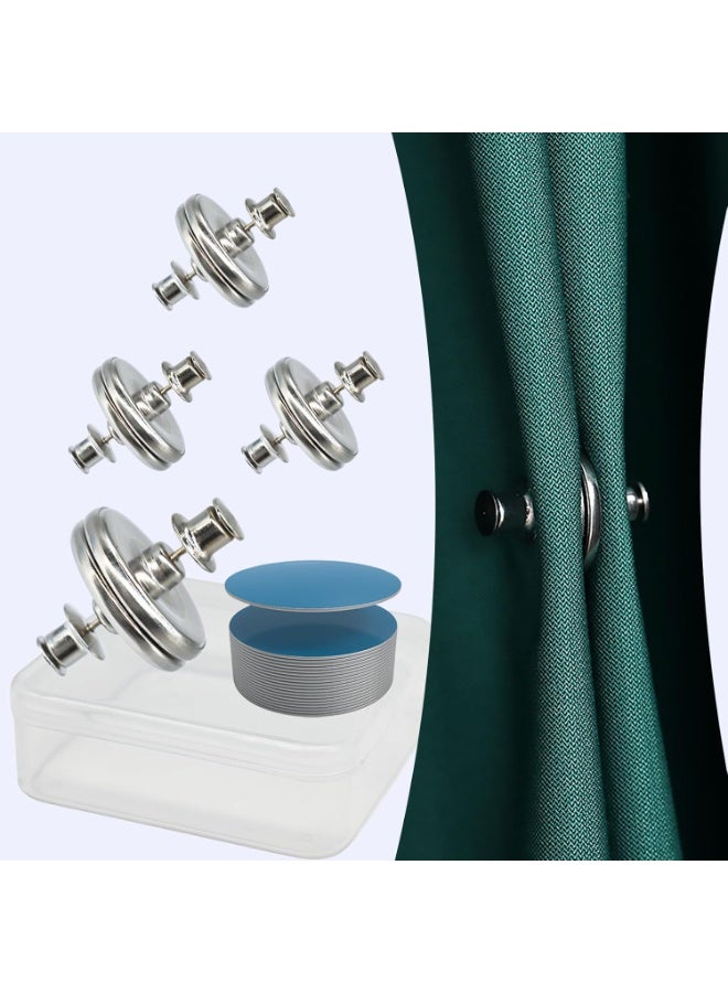 إغلاق ستارة مغناطيسي، مشابك مغناطيسية لوزن الستارة مع دبوس مثبِّت، مشبك مغناطيسي حامل للستارة لإبقاء الستائر مغلقة ومنع تطايرها - 4 أزواج - Image 1