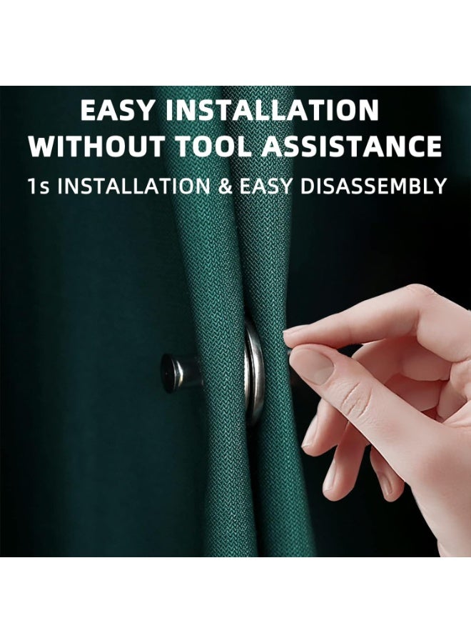 إغلاق ستارة مغناطيسي، مشابك مغناطيسية لوزن الستارة مع دبوس مثبِّت، مشبك مغناطيسي حامل للستارة لإبقاء الستائر مغلقة ومنع تطايرها - 4 أزواج - Image 4