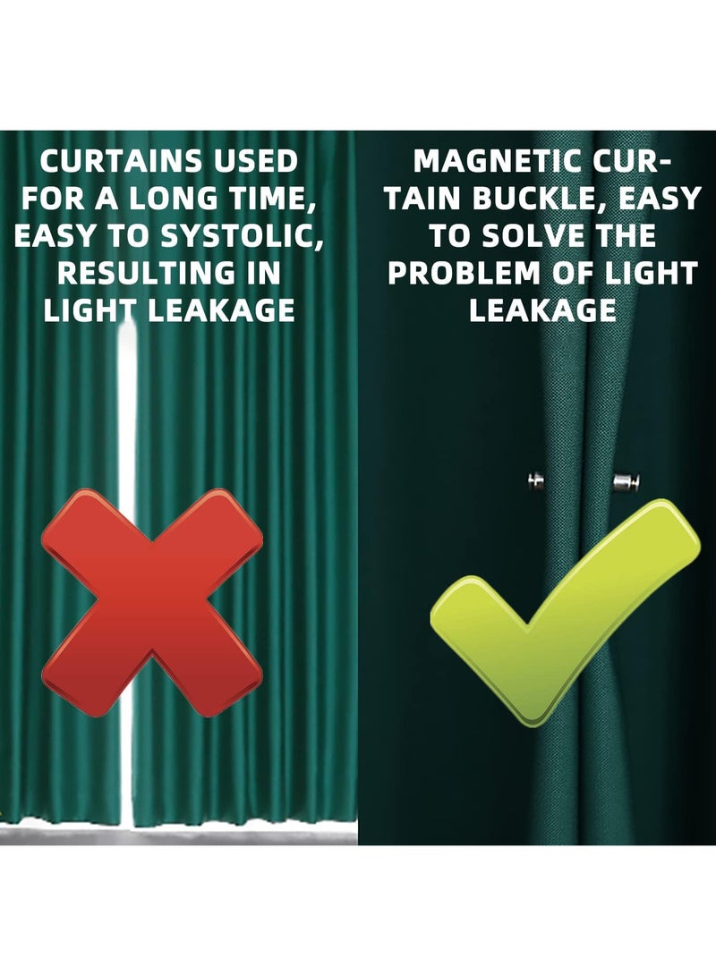إغلاق ستارة مغناطيسي، مشابك مغناطيسية لوزن الستارة مع دبوس مثبِّت، مشبك مغناطيسي حامل للستارة لإبقاء الستائر مغلقة ومنع تطايرها - 4 أزواج - Image 2