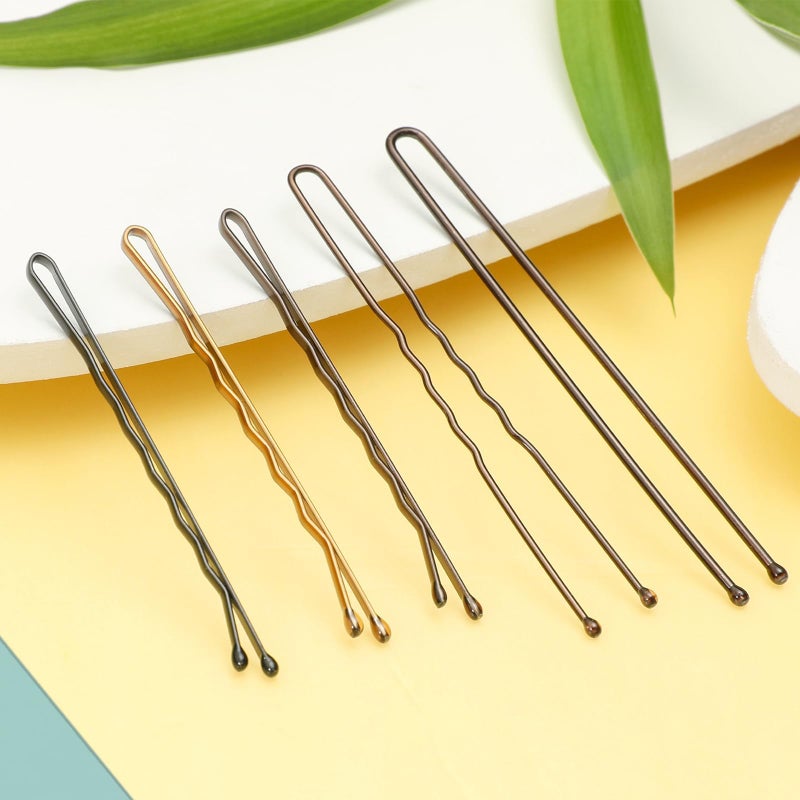 Mia Klein Bobby Pins and Hair Pins Combo Box 500PCS, Big Quantity Hair Pins Kit Black Brown Gold Bobby Pins and U Shape Brown for Styling Hair with Storage Box 2" / 2.4" / 2.6â€ for Women - Image 5