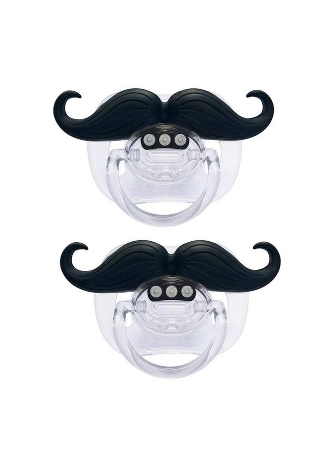 Cluckyu Baby Funny Pacifier Cute Kissable Mustache Pacifier for Babies and Toddlers Unisex - 0-6 Months Baby Orthodontic Mustache Pacifier BPA Free -Pack of 2 Black - Image 1