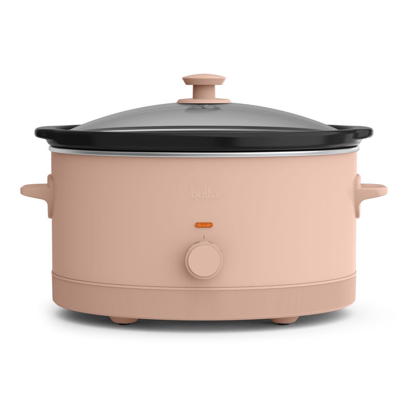 bella 6.0 Qt Manual Slow Cooker, Ceramic Nonstick Coating, 3 Temperature Settings, Dishwasher Safe Stoneware Pot and Tempered Glass Lid, Cool Touch Handles & Tangle Free Cord Wrap, Blossom - Image 1
