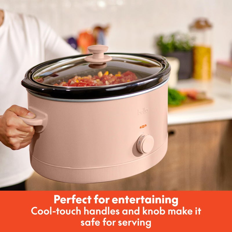 bella 6.0 Qt Manual Slow Cooker, Ceramic Nonstick Coating, 3 Temperature Settings, Dishwasher Safe Stoneware Pot and Tempered Glass Lid, Cool Touch Handles & Tangle Free Cord Wrap, Blossom - Image 5