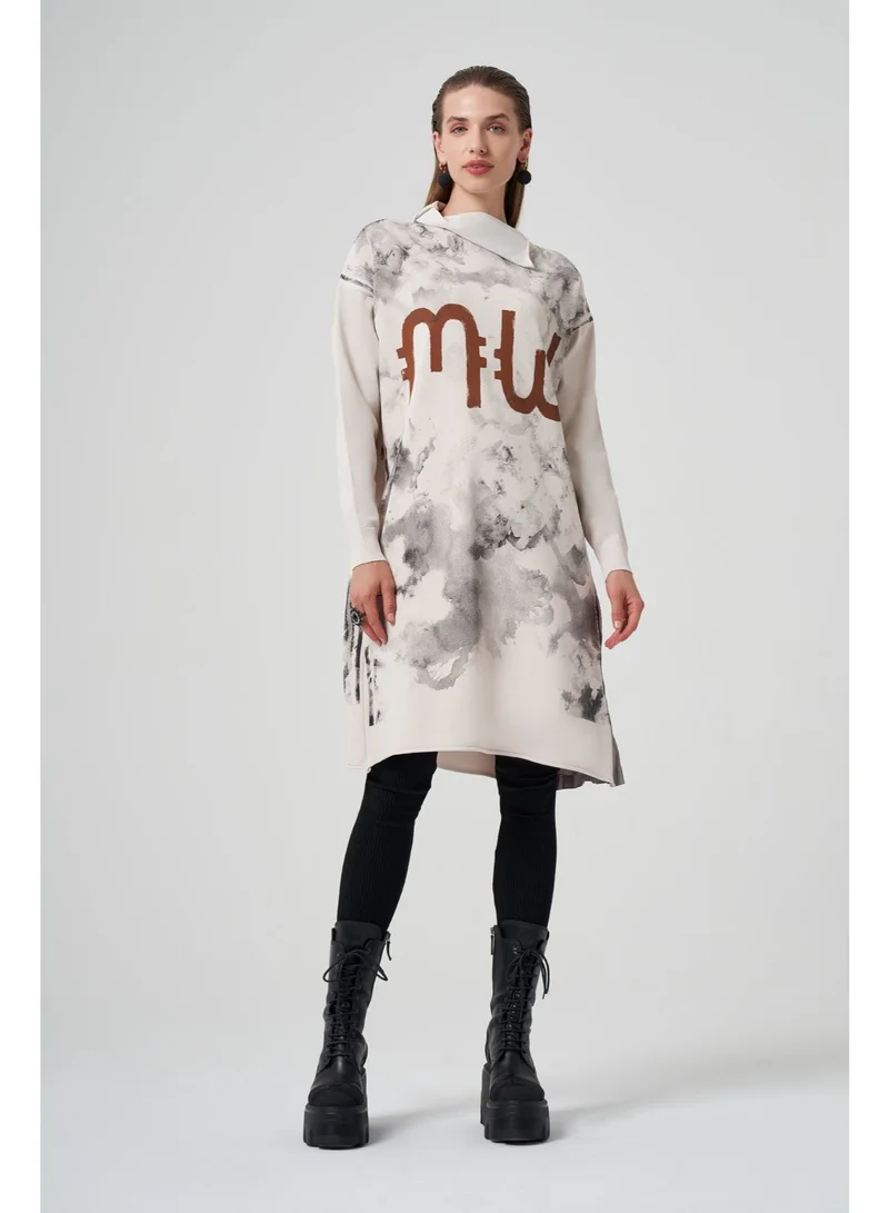 MissWhence Stain Style print Patterned  Knitwear Tunic - Ecru