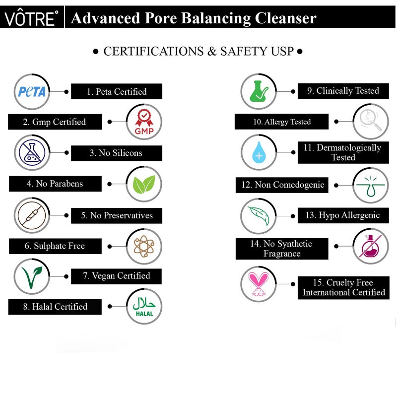 Votre Votre Natural Advanced Pore Balancing Cleansor for Uneven Skin Tone Make Up Remover Vegan Certified 100 ml - Image 5
