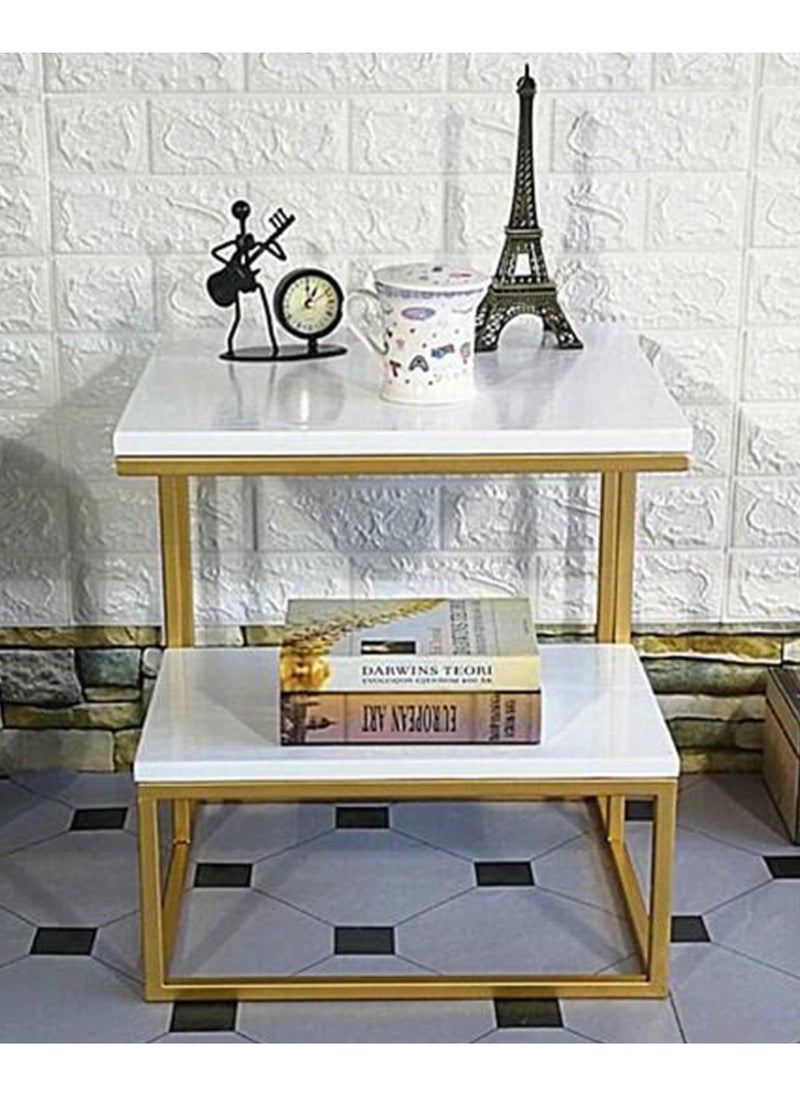 DubaiGallery Metal bedside coffee table Square end side table desk nordic marble glass home sofa tables light luxury living room side table  - Image 1
