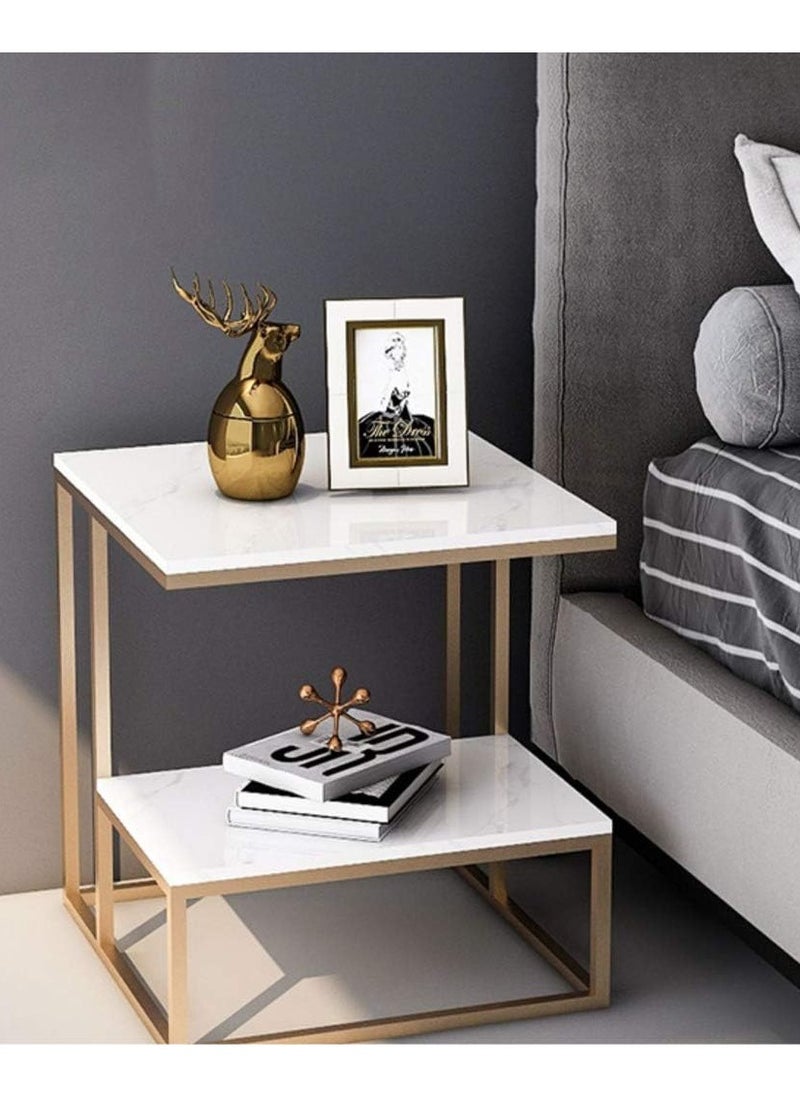DubaiGallery Metal bedside coffee table Square end side table desk nordic marble glass home sofa tables light luxury living room side table  - Image 3