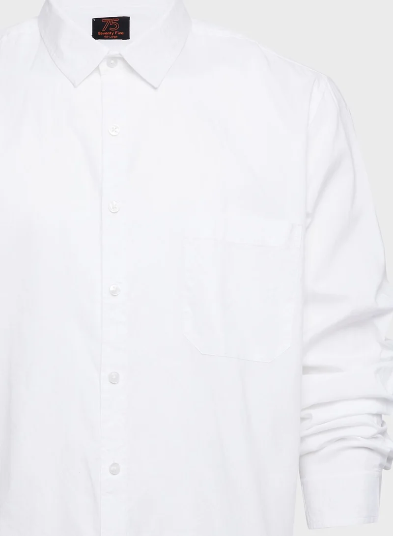سفنتي فايف Plus Size Classic Casual Pure Cotton Shirt