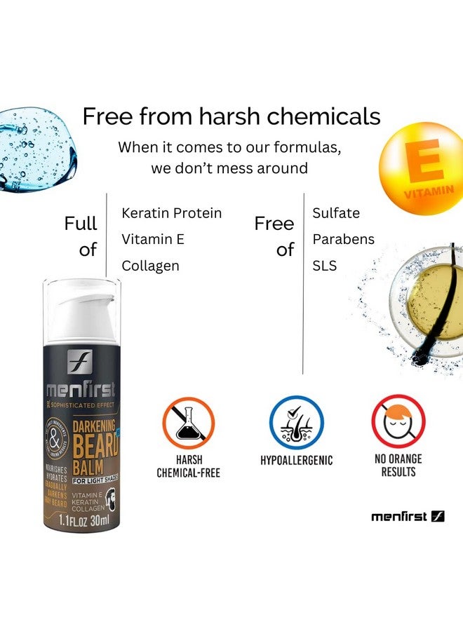 MENFIRST Darkening Beard Balm For Sensitive Skin. Gradually Darkens And Covers White Hair. Leave-In Conditioner For Blonde And Light Brown Beard, With Keratin, Collagen And Vitamin E, 1.1 Fl Oz - Image 3