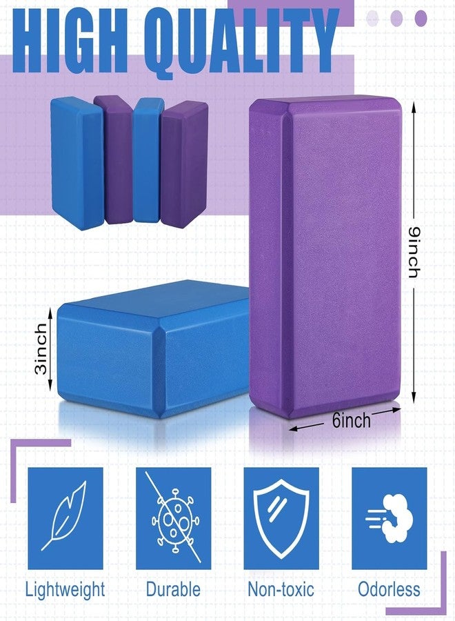 DARKNESS Yoga Blocks 9''x6''x3'', 4 Pack High Density Yoga Brick Foam Blocks to Improve Strength, Flexibility and Balance, Light Weight and Non-Slip Surface for Yooga, Meditation (Multicolour) - Image 2