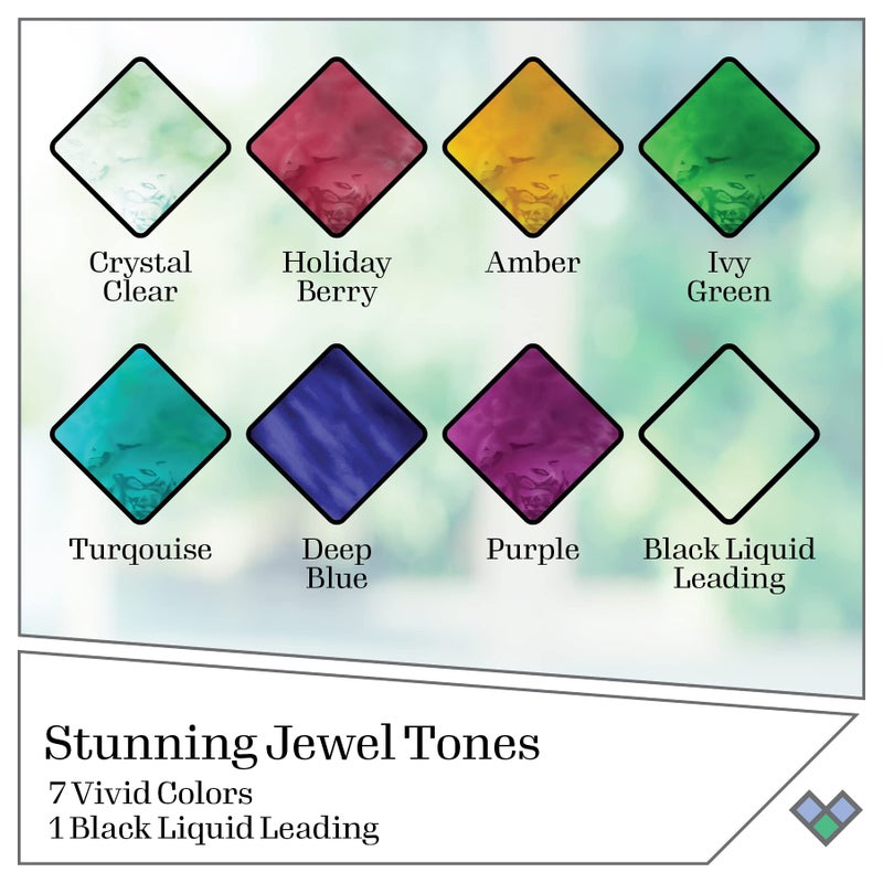 Gallery Glass Jewel Tones PROMOGGJL22 Stained Kit, 8 Piece Glass Paint Set for DIY Arts and Crafts, Perfect for Beginners and Artists - Image 2