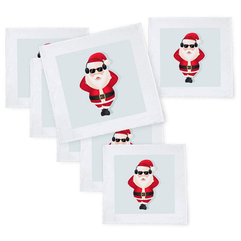 Khakee 6 Pcs Christmas Theme Tafta Silk Table Napkins 10x 10 for Xmas Decoration Christmas OrnamentsChristmas Gift npxmas298P - Image 1