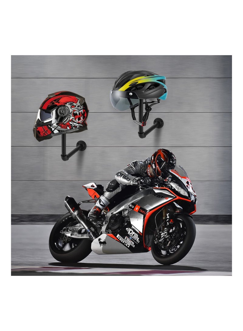 3PCS Wall Mounted Hat Rack Holder, Motorcycle Helmet Holder Jacket Hanger Wall Mounted Multifunctional Rack, Hanging Entryway Hat Hooks and Wig Holder Rack (Length: 7.1in, Height: 10.4in)  - Image 3