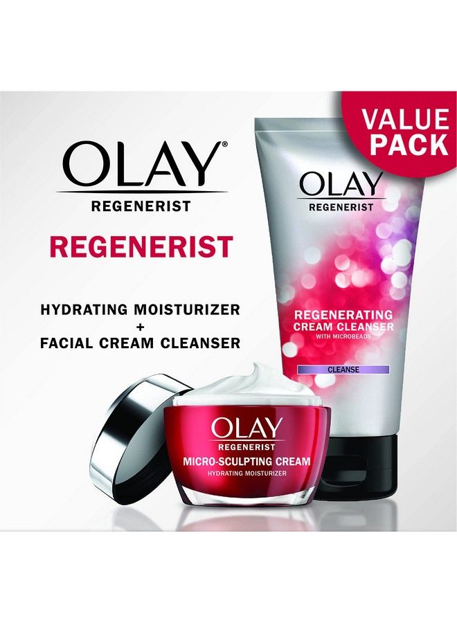 Olay Face Wash By Olay Regenerist Advanced Antiaging Pore Scrub Cleanser (5.0 Oz) And Microsculpting Face Moisturizer Cream (1.7 Oz) Skin Care Duo Pack Total 6.7 Ounces Packaging May Vary - Image 2