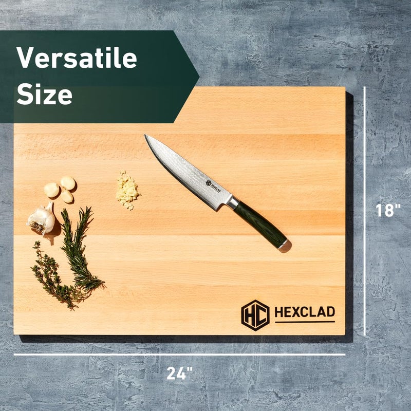 HexClad Extra Large Beechwood Cutting Board, Reversible, Hardwood, Great for Chopping, Cutting, or Serving Charcuterie, 24 x 18 Inches - Image 2