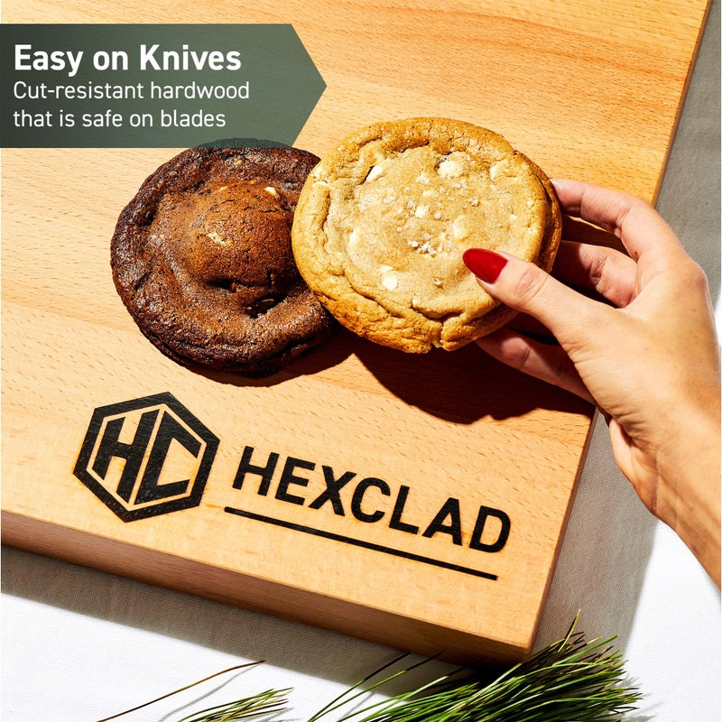 HexClad Extra Large Beechwood Cutting Board, Reversible, Hardwood, Great for Chopping, Cutting, or Serving Charcuterie, 24 x 18 Inches - Image 3