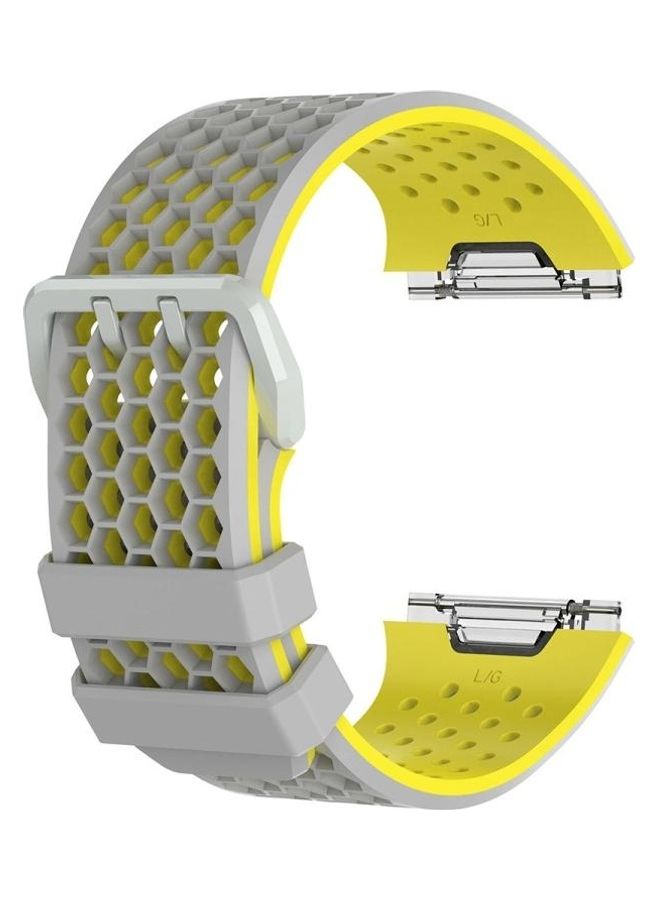 NIBEMINENT Two-tone Silicone Replacement Wrist Strap Watchband For Fitbit Ionic Grey/Yellow