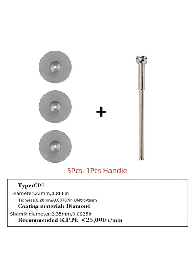 5 Pieces Diamond Polishing Discs With Mandrel 0.2mm For 2.35mm HP Rod - Image 4