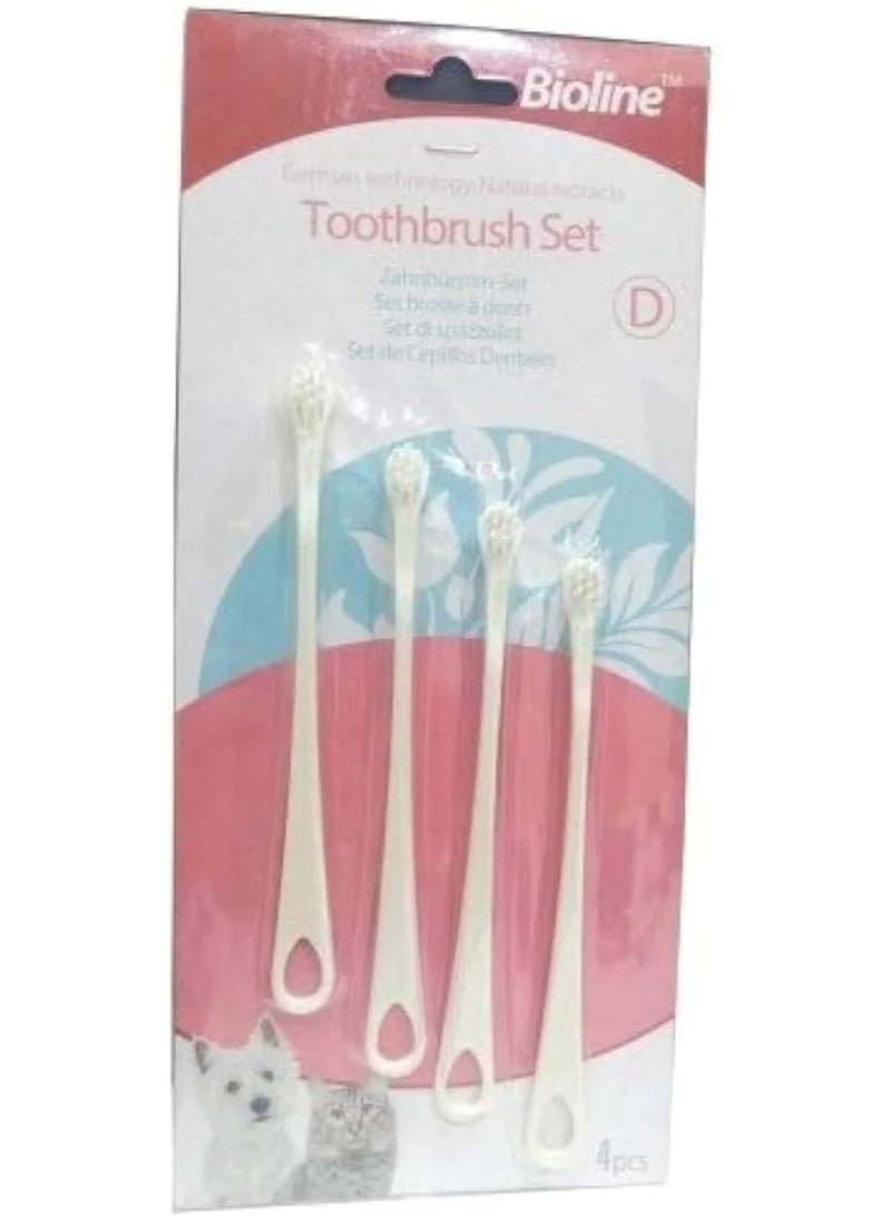 Bioline Toothbrush Set for Cats & Puppies – 4 pcs
