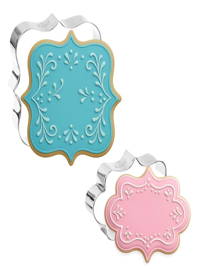 Bakerpan Stainless Steel Plaque Cookie Cutters Shapes, Frame Cookie Cutters for Baking - Set of 2 - Image 1