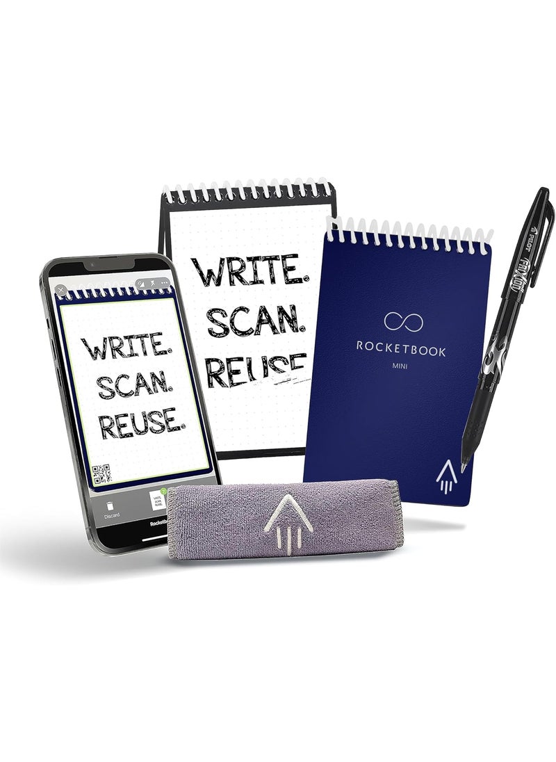 Rocketbook Rocketbook Smart Reusable Notebook Mini Spiral Notebook Midnight Blue 35 x 55  - Image 1