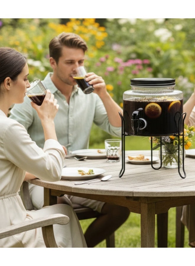2.5 Litre Glass Beverage Dispenser With Lid, Stand and Leak-Proof Tap, 2.5Litre Juice Dispenser, 2.5 L Glass Beverage And Drink Dispenser, 2.5L Lemonade, Infused Water, Cold drinks Jar - Image 2