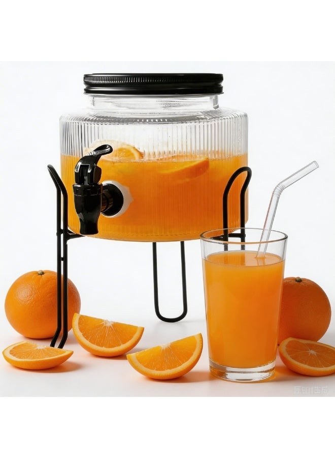 2.5 Litre Glass Beverage Dispenser With Lid, Stand and Leak-Proof Tap, 2.5Litre Juice Dispenser, 2.5 L Glass Beverage And Drink Dispenser, 2.5L Lemonade, Infused Water, Cold drinks Jar - Image 1