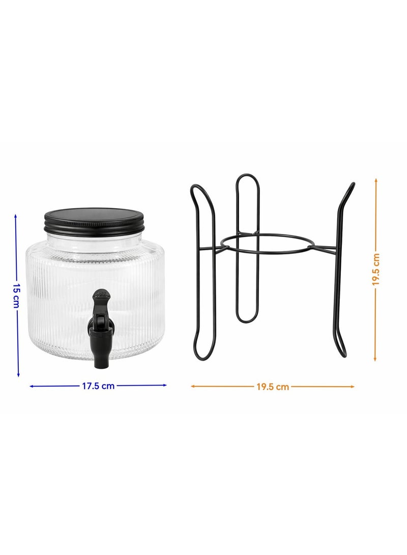 2.5 Litre Glass Beverage Dispenser With Lid, Stand and Leak-Proof Tap, 2.5Litre Juice Dispenser, 2.5 L Glass Beverage And Drink Dispenser, 2.5L Lemonade, Infused Water, Cold drinks Jar - Image 4