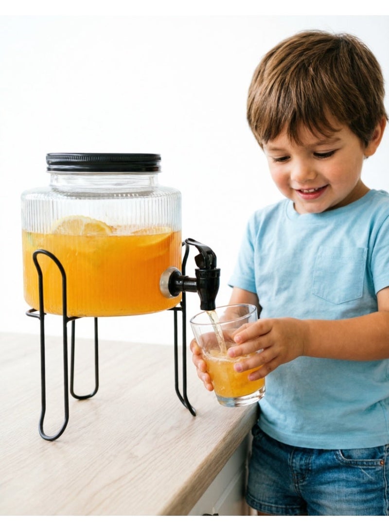 2.5 Litre Glass Beverage Dispenser With Lid, Stand and Leak-Proof Tap, 2.5Litre Juice Dispenser, 2.5 L Glass Beverage And Drink Dispenser, 2.5L Lemonade, Infused Water, Cold drinks Jar - Image 3