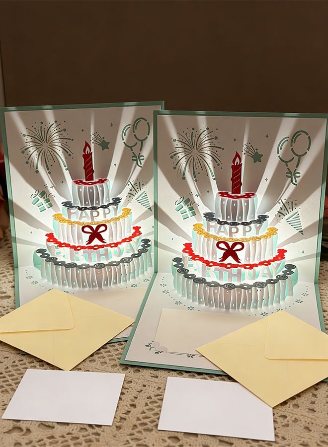 كيلا بطاقتان ثلاثيتا الأبعاد لعيد الميلاد، بطاقة كعكة عيد ميلاد بإضاءة LED دافئة وموسيقى، بطاقات تهنئة موسيقية هدية للنساء الأم الزوجة الأخت الفتاة - Image 1