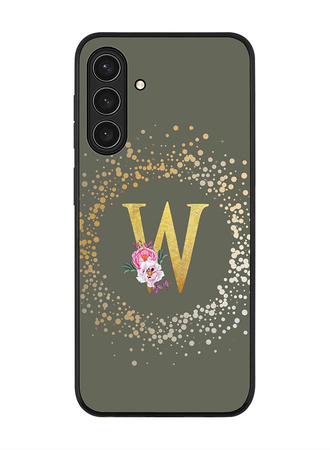 Stylizedd For Samsung Galaxy A17 / A17 4G Case,Slim fit Camera Protection, Shockproof Thin Phone cover  - Custom Monogram Floral - W  (Olive Green )